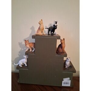 Miniature 7 Cats Figure Lot of Hard Plastic. 2 "